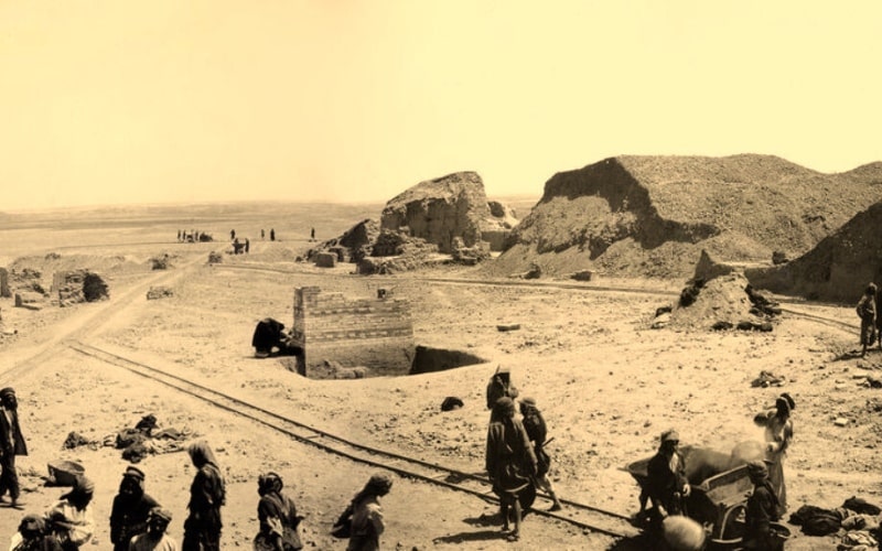 Fotos de la excavación de la Puerta de Ishtar