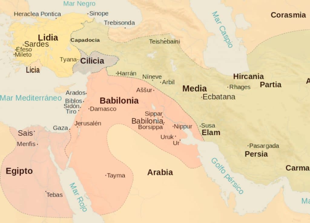 Mapa de Mesopotamia en época de Hammurabi