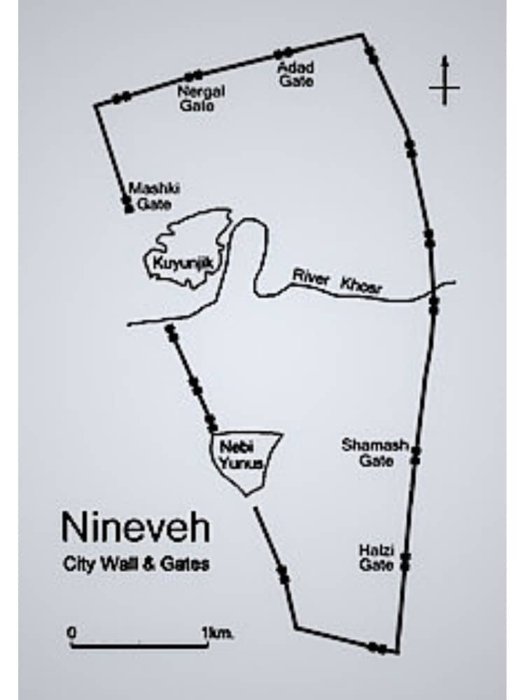 Mapa de Nínive en el siglo VII a. C.